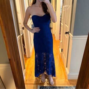 Aidan Mattox Strapless Royal Blue Lace Dress